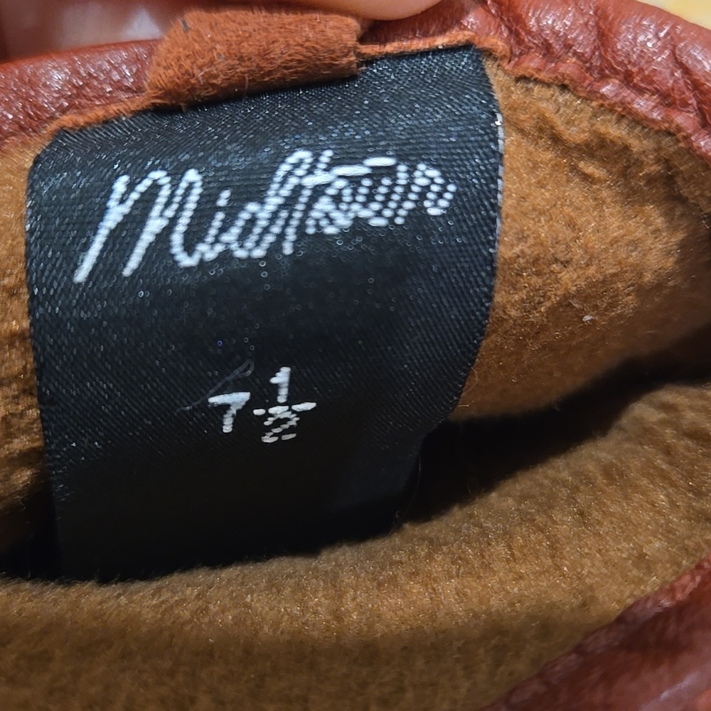 Women's Brown/Cognac Vintage Leather Gloves - Picture 2 of 6